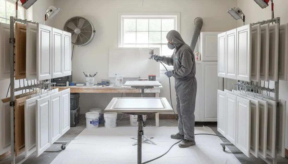 Professional cabinet painting in Mansfield, MA with smooth spray finishes for durable kitchen updates