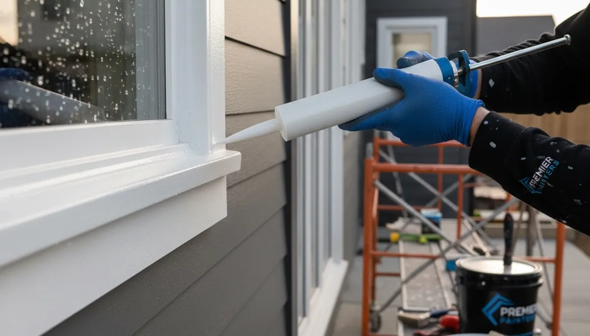 Professional caulking and sealing on Mansfield, MA home exterior for weatherproof protection