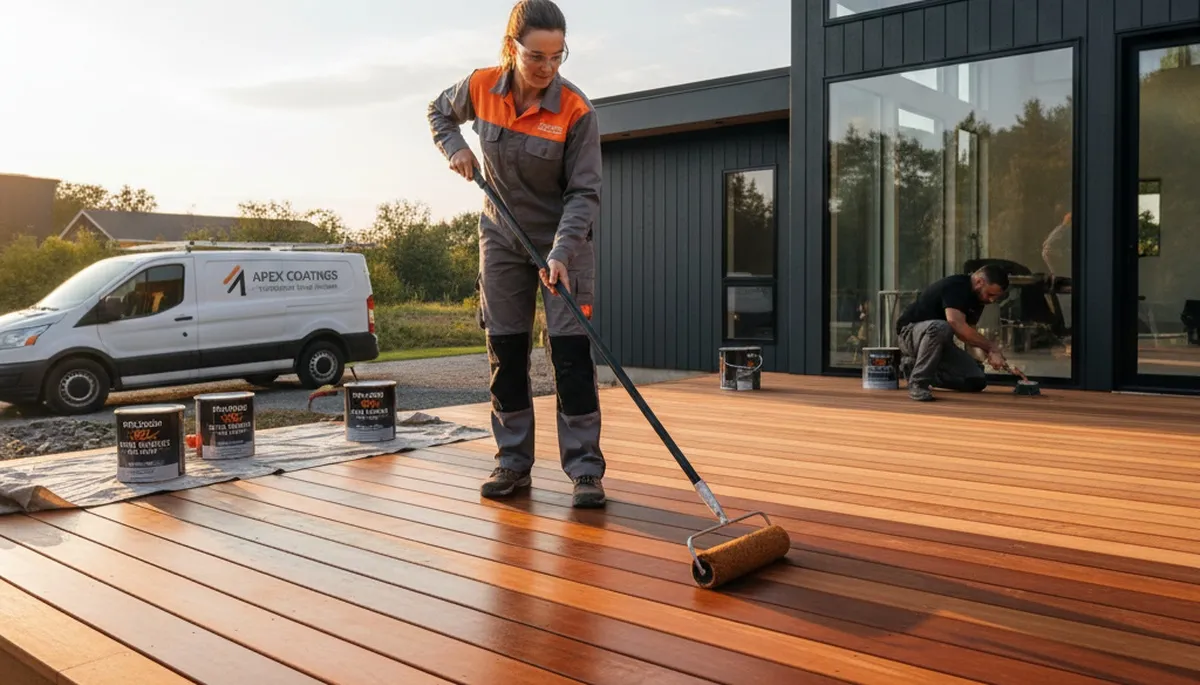 Professional deck staining service in Mansfield MA protecting wood from weather damage