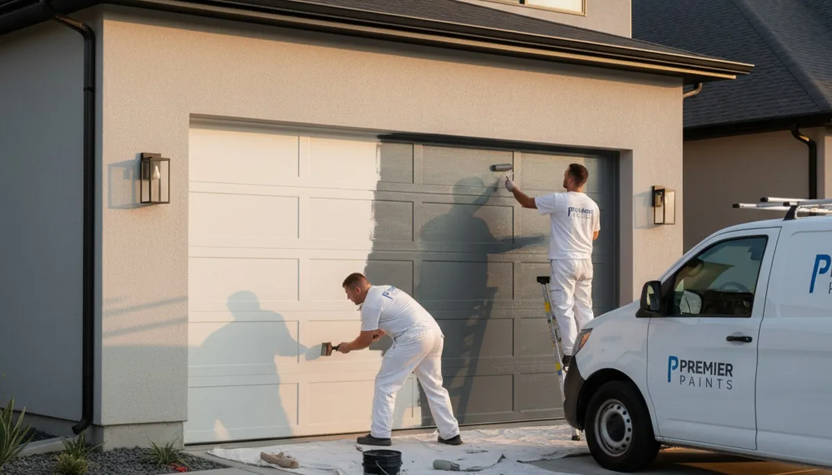 Professional garage door painting in Mansfield MA boosting curb appeal with durable house paint finish