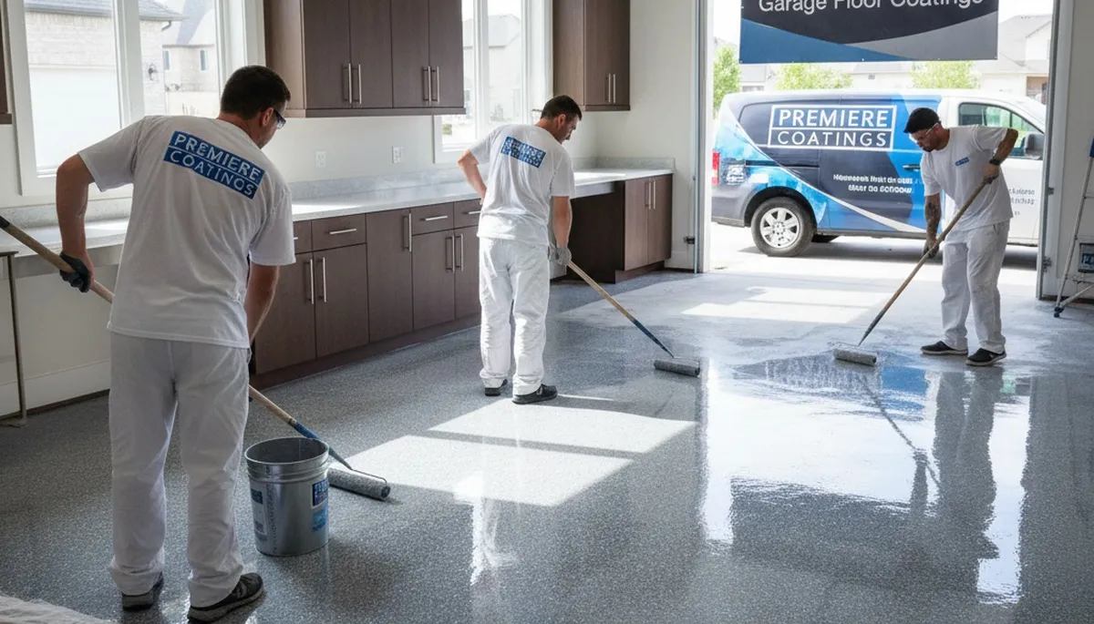 Professional garage floor epoxy coating in Mansfield MA by expert house painters
