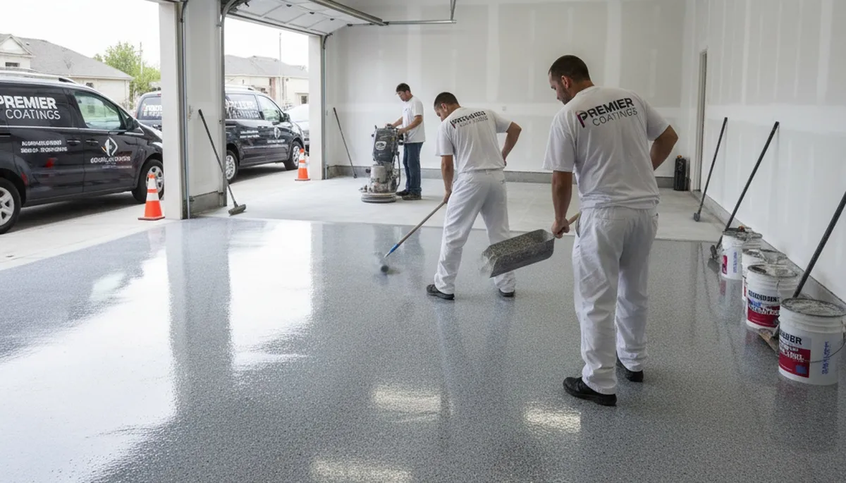 Professional garage floor epoxy coating in Mansfield MA for durable residential flooring