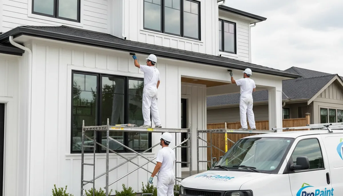 Professional gutter painting on a Mansfield MA home by expert exterior house painters