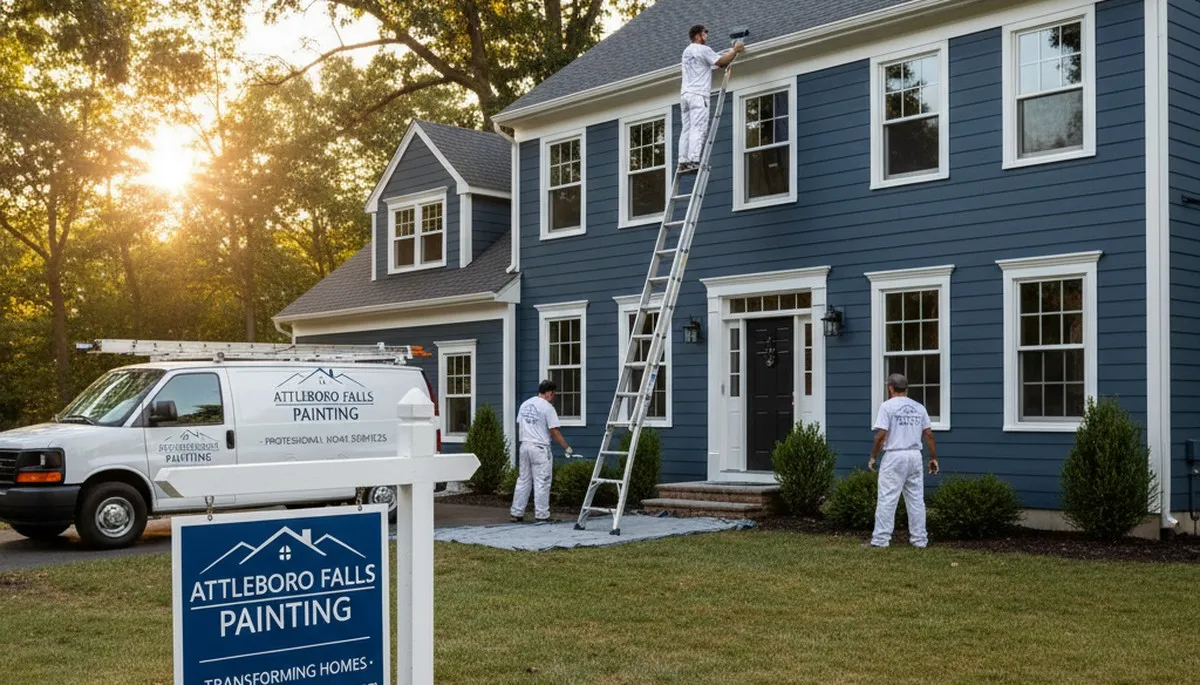 Professional house painters improving home exterior in Mansfield, MA
