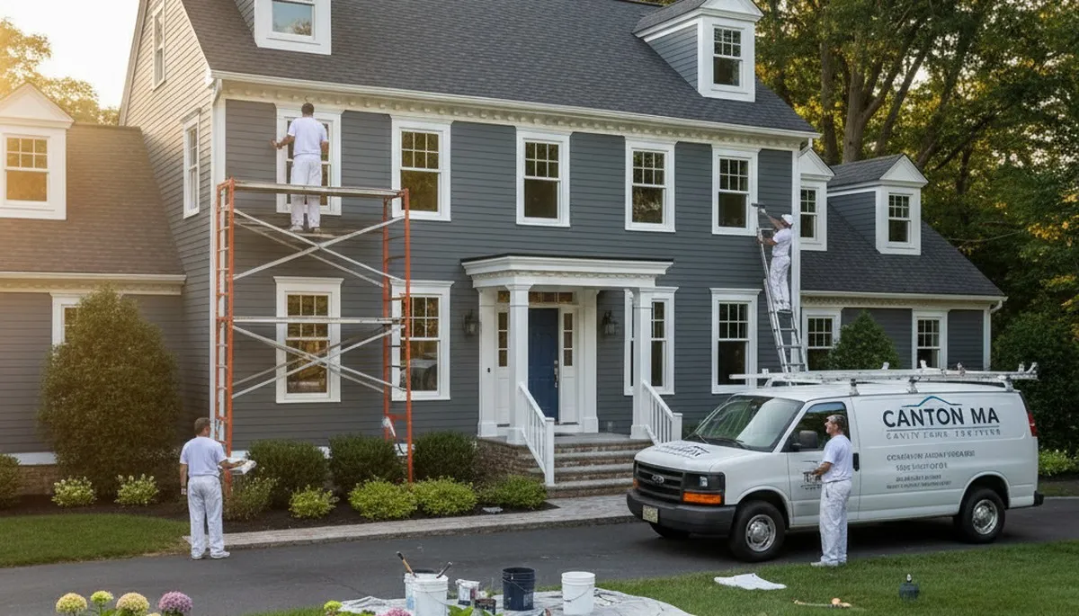 Professional house painters improving home exterior in Mansfield MA