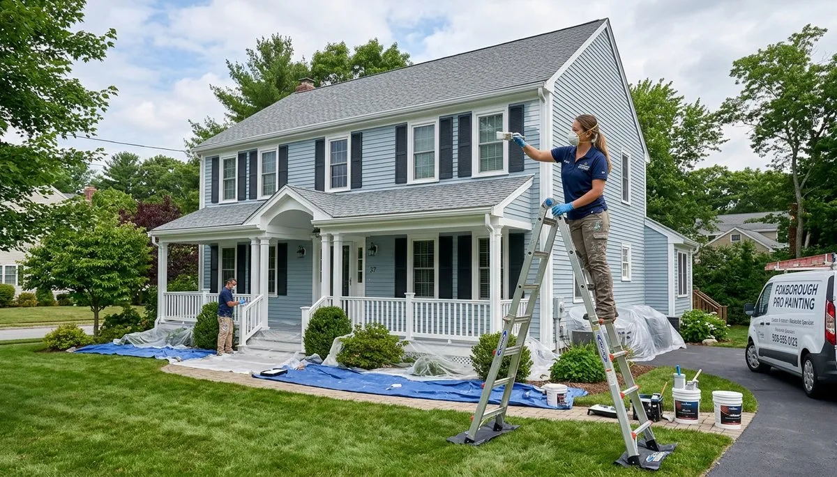 Professional house painters improving home exterior curb appeal in Mansfield MA