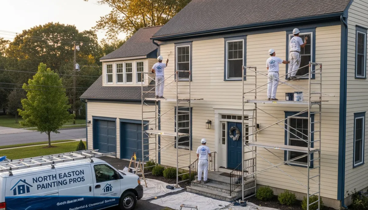 Professional house painters enhancing home exterior in Mansfield, MA