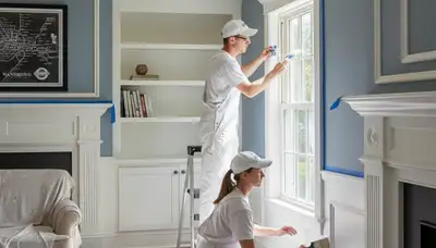 Professional interior trim painting with crisp lines enhancing Mansfield, MA home architecture