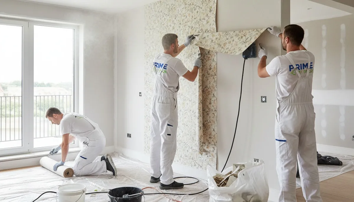 Professional wallpaper removal and wall prep in Mansfield, MA home by expert house painters