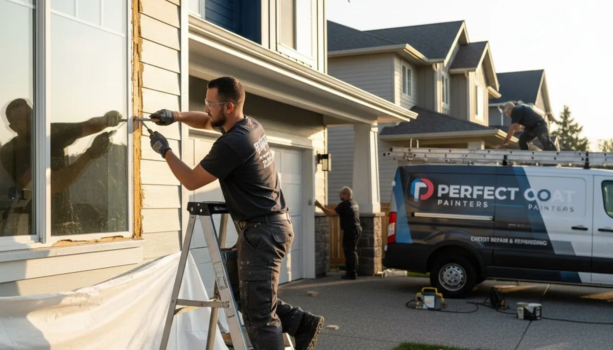 Professional wood rot repair and exterior painting in Mansfield MA home by expert carpentry team